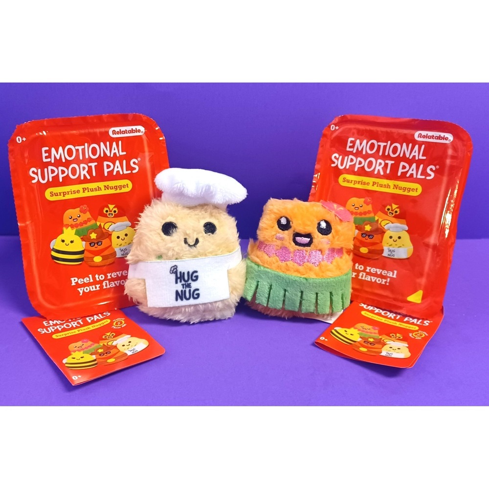 Relatable Emotional Support Pals Surprise Plush Nugget Pair Chef Hula Girl VHTF